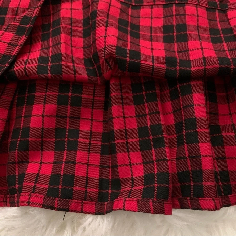 Hot Topic Red Plaid pleated unlined mini short length Skirt XL Gothic Girl